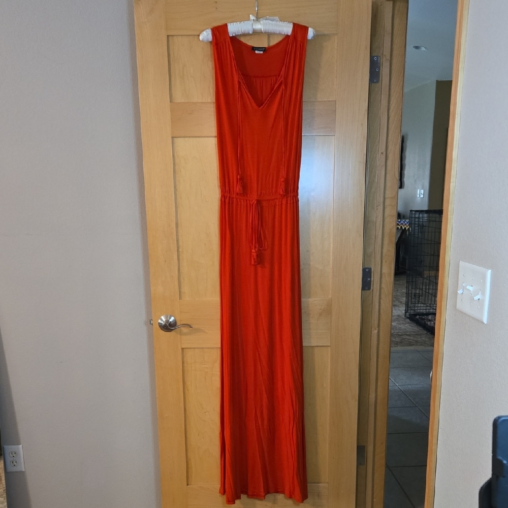 VENUS Red Orange Sleeveless Cowl Neck Gown